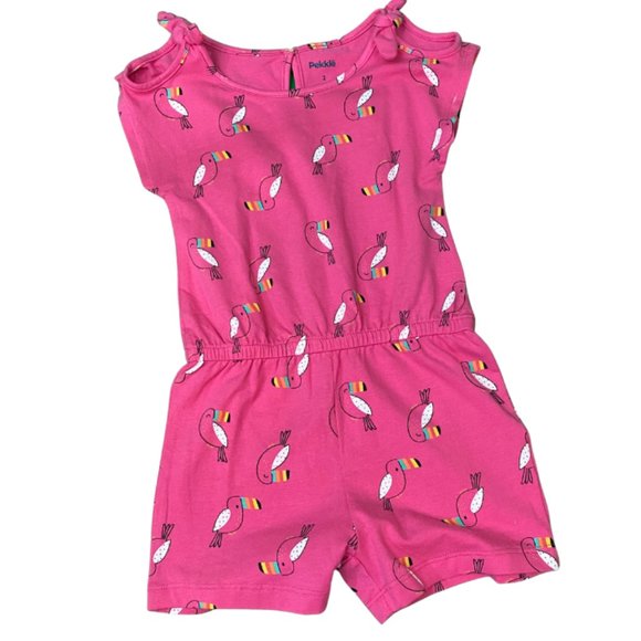 Pekkle Girls 2-Piece Dress & Romper Set | Palm Tree & Flamingo Prints - Picture 3 of 3